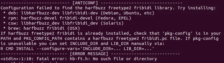 Error message when installing devtools